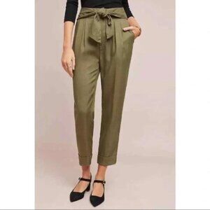 Anthropologie | Cartonnier Khaki Green Kingsley Cuffed Ankle Belted Trouser